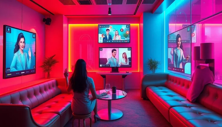 Engaging AI sexchat scene with interactive digital characters and cozy atmosphere