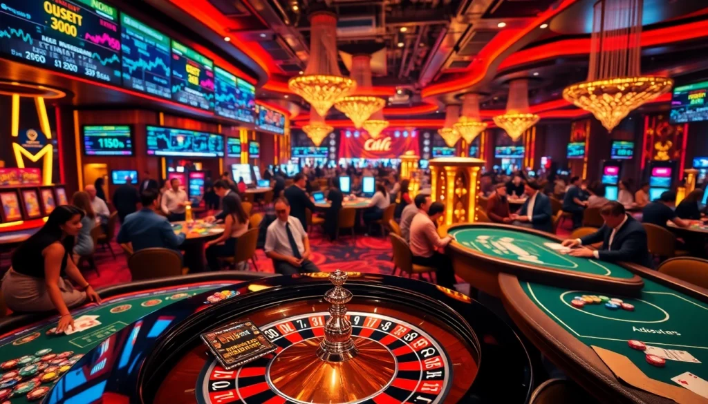 Engaged players in a vibrant casino depicting the meilleur casino crypto experience.