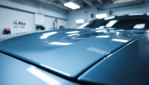 See paint protection film near me installed on a shiny vehicle at an auto detailing shop.