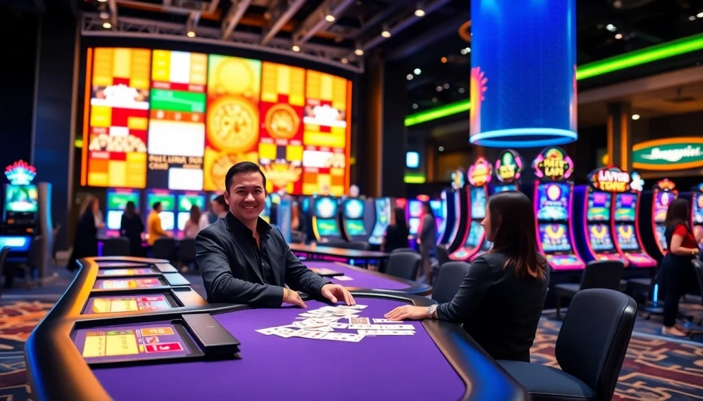 Jouer dans un nouveau casino en ligne avec des tables modernes et des machines à sous colorées.