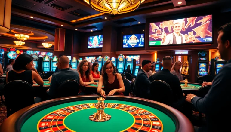 Découvrez le meilleur site casino en ligne belgique avec des joueurs heureux s'amusant autour des tables de jeu.